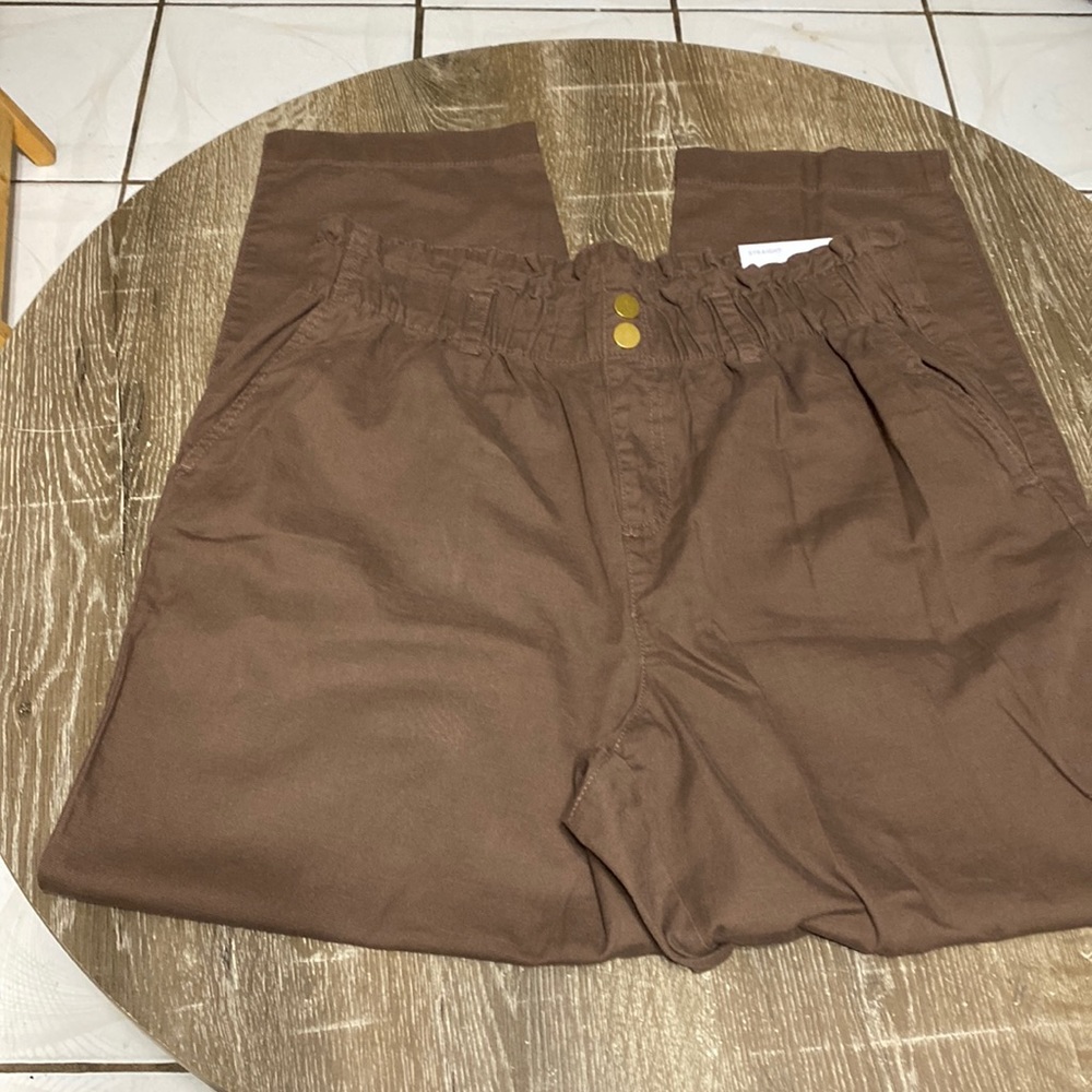 LOFT Straight Leg High Rise Pull On Pants Size L NWT